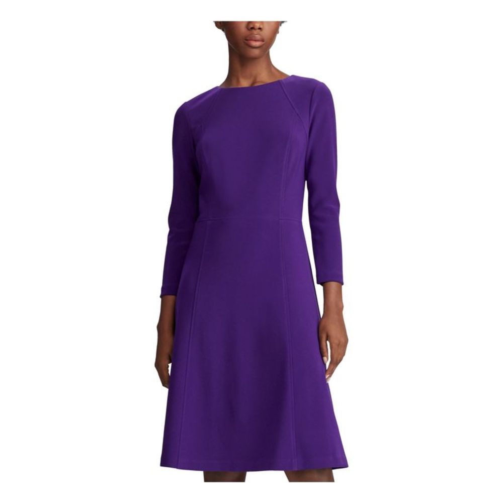 Ralph Lauren Women's Solid Fit & Flare Dress Purple Size 12 worn once